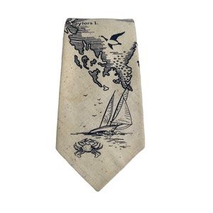 Vintage Arline Stephenson original Hand Screened  Easton Map Men’s Neck Tie